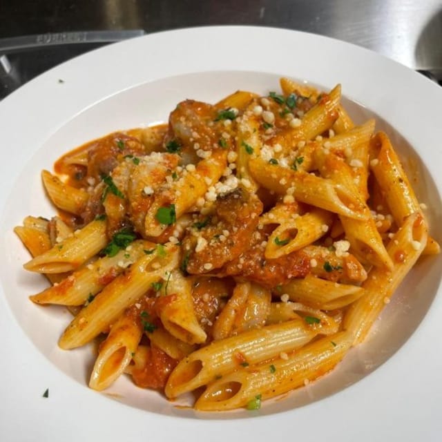 Cajun Penne with Shrimp, Andouille & Tasso Ham.